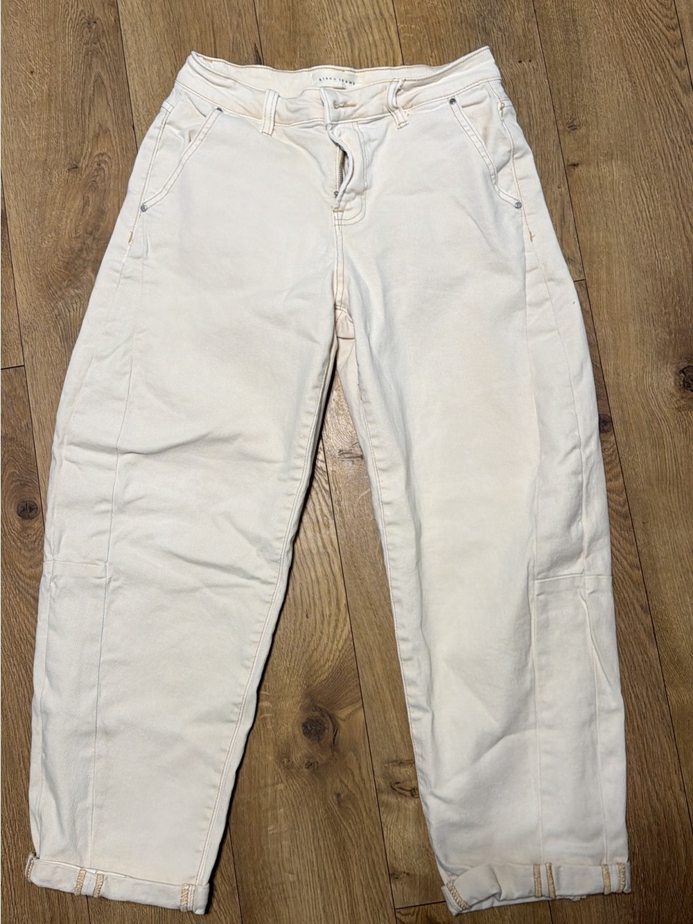 Risen Jeans Cream Ivory Barrel Leg Cargo Pants Size 26